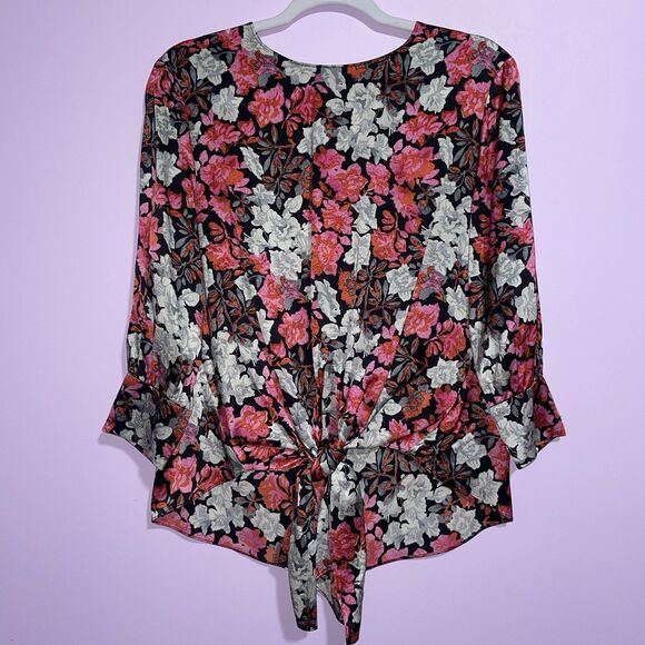 Cinq a Sept Silk Jenny Blouse Top Womens XS Dark Floral Whimsical Office Career - Picture 1 of 8